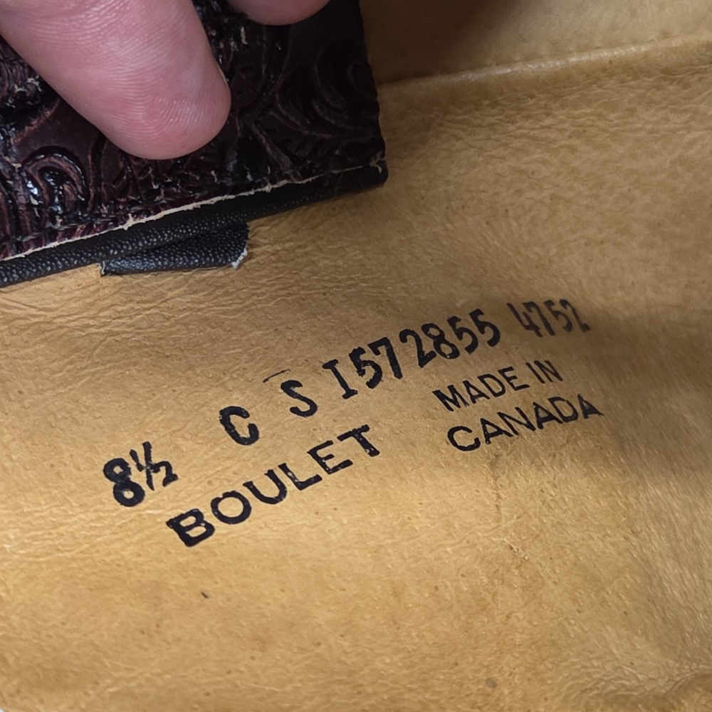 Boulet Cowboy Boots Womens 8.5 Brown Leather Coastal Cowgirl Western Canada - Picture 8 of 12
